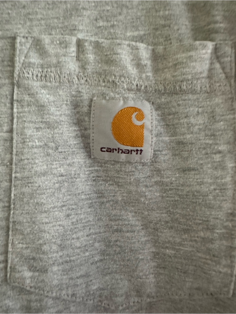 Carhartt Light Gray Pocket Tee with Yellow Patch Logo